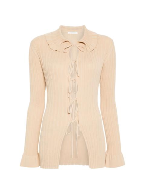 ruffled ribbed cardigan