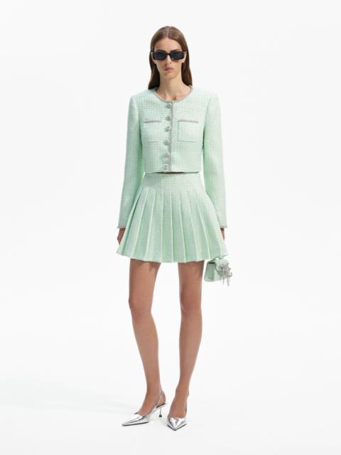 self-portrait Mint Boucle Jacket