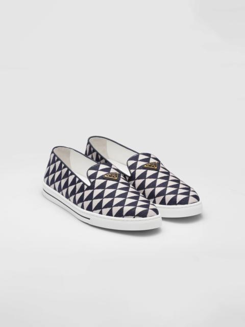 Embroidered technical fabric slip-on shoes