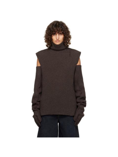 Marni Brown Ribbed Wool Turtleneck