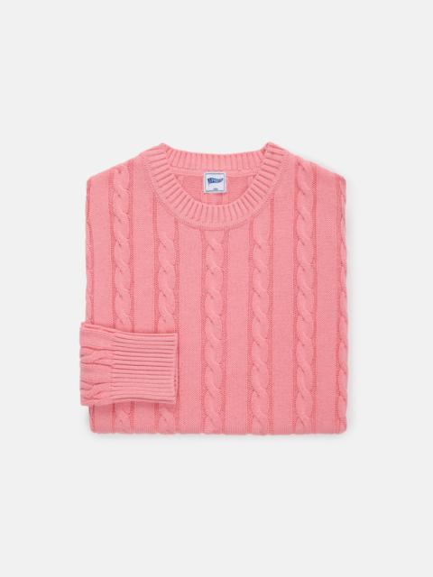 J. PRESS PINK LINEN/COTTON CABLE KNIT SWEATER