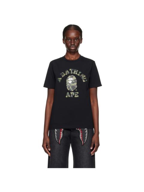 A BATHING APE® Black 1st Camo College T-Shirt
