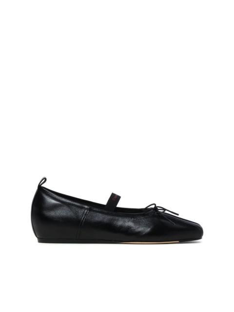 logo-strap leather ballerina shoes