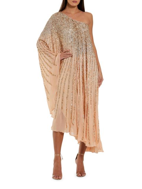 MAC DUGGAL Women's Cocktail One-Shoulder Sequin Gown - Champagne Gold