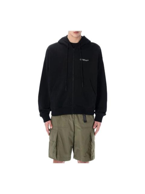 Men's Off-White Cotton Hooded Sports Black OMBE015S22FLE0011001