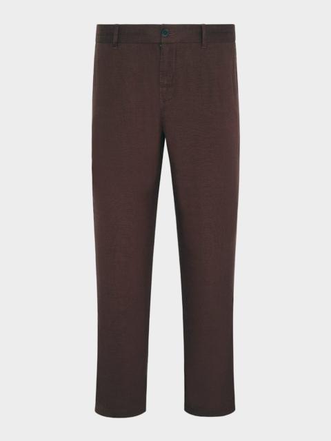 onia Men's Stretch Linen Flat-Front Trousers