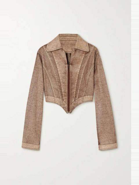 Jean Paul Gaultier + KNWLS cropped mélange stretch-cotton biker jacket