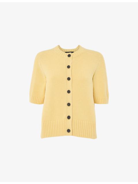 WHISTLES Button-Down Short-Sleeve Cotton Cardigan
