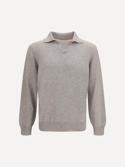 Brunello Cucinelli Mouliné cashmere knit Polo