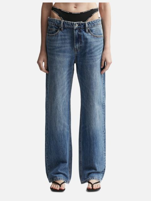 MID-RISE JEANS WITH PRE-STYLED LOGO BRIEF