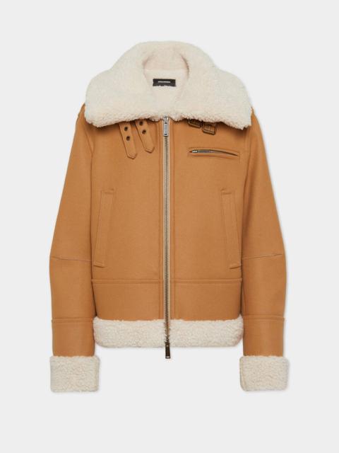 STRETCH FELT WOOL EASY AVIATOR JACKET