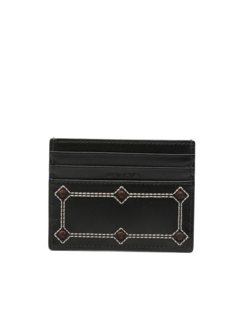 Etro embroidered leather cardholder