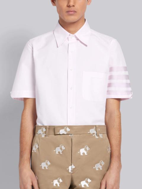 Light Pink Cotton Poplin Short Sleeve Satin Weave 4-Bar Shirt