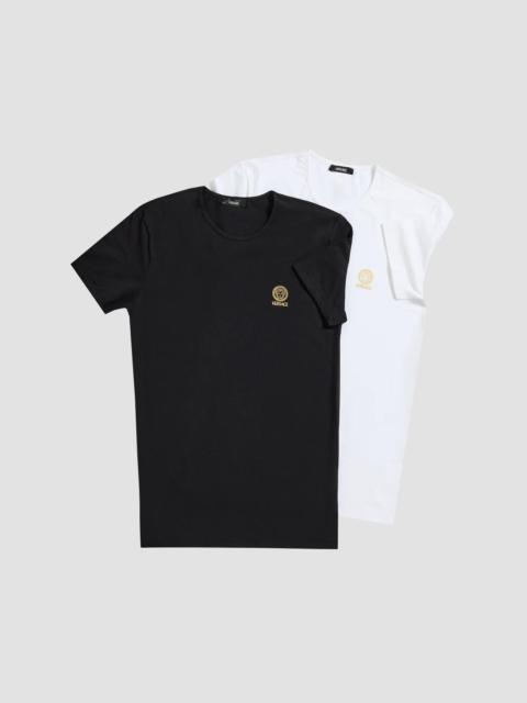 VERSACE Men's Medua Logo Jersey Crewneck T-Shirt 2-Pack - White Black