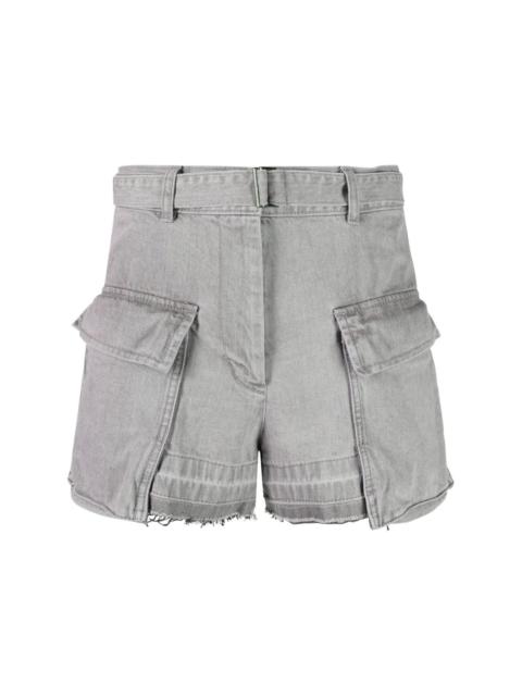 sacai belted-waist high-waisted shorts