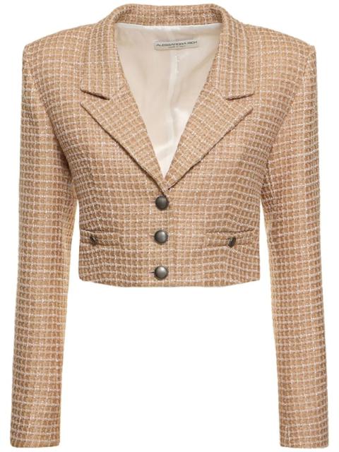 Sequined tweed cropped boxy jacket