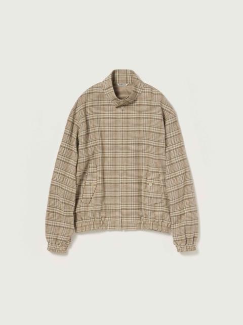AURALEE SILK LINEN NEP CHECK ZIP BLOUSON