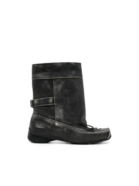 OPEN YY floral-stud ballet biker boots