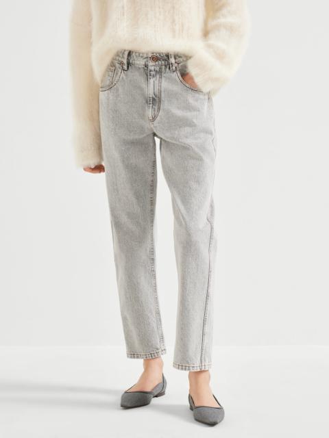 Brunello Cucinelli Authentic denim straight trousers with shiny bartack