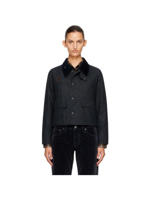 Barbour Navy Spey Slim Waxed Jacket