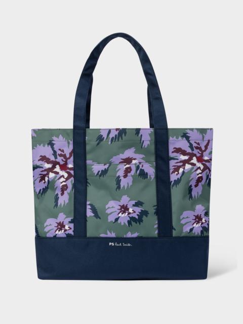 Paul Smith Green And Blue 'Palmera' Recycled-Polyester Tote Bag