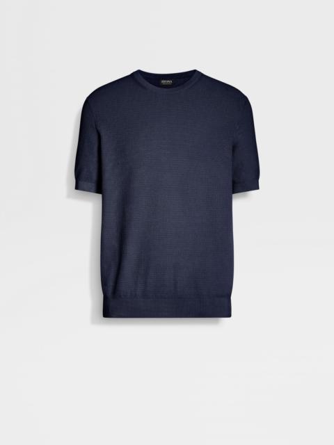 ZEGNA INK BLUE PREMIUM COTTON CREWNECK
