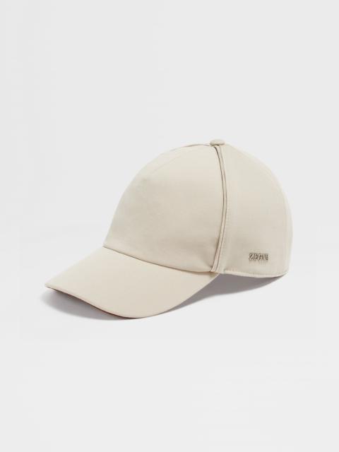 LIGHT BEIGE COTTON AND WOOL BASEBALL CAP