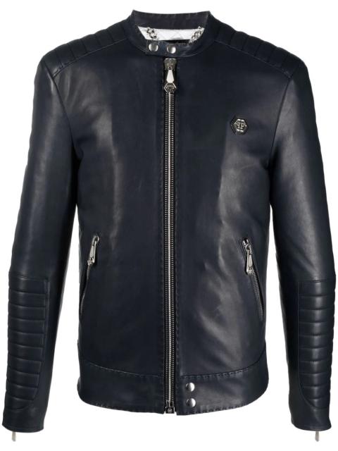 PHILIPP PLEIN embroidered leather jacket