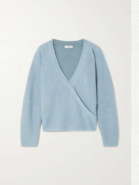 Vince Wrap-effect ribbed-knit sweater