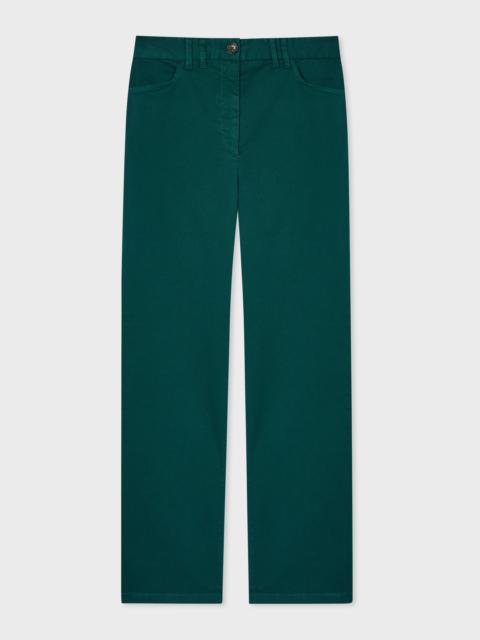 Women's Peacock Blue Stretch-Cotton Slim-Fit Chinos