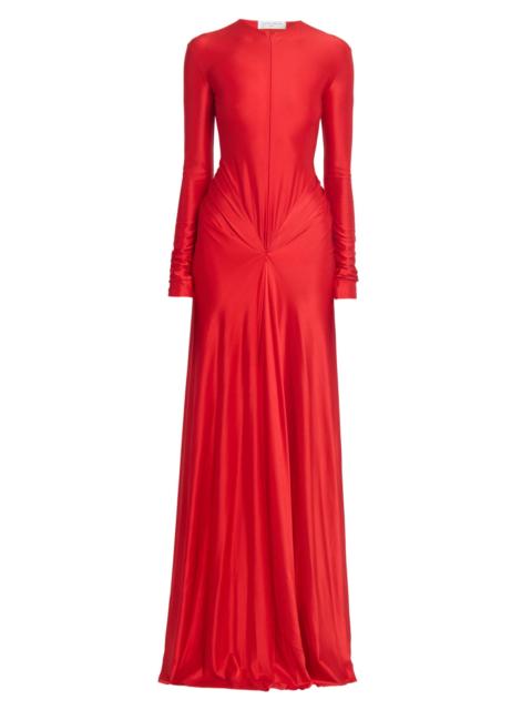 Victoria Beckham Women's Zip-Front Draped Long-Sleeve Gown - Cardinal Red