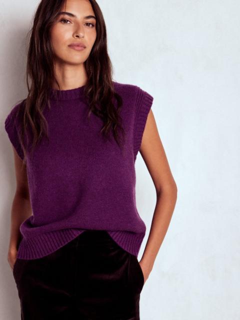 BODEN Cashmere Ribbed Trim Vest-Purple