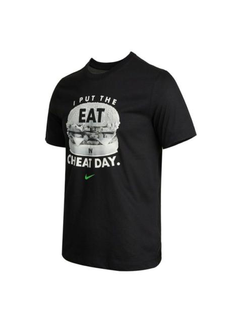Nike Nike Tee Humor Athleisure Casual Sports Alphabet Printing Short Sleeve Black DD6921-010
