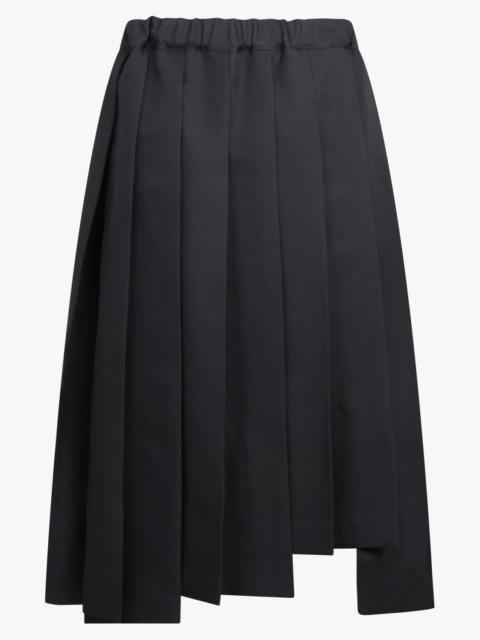 PLEAT ASYMMETRIC MIDI SKIRT | BLACK