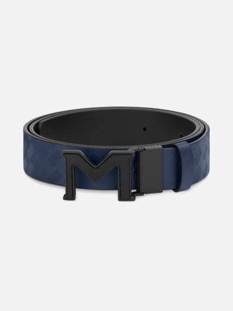 Montblanc M buckle Extreme 3.0 blue/plain black 35 mm reversible leather belt