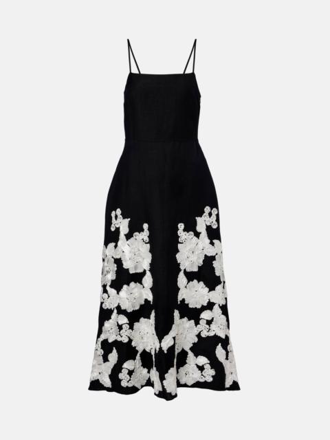 SIMKHAI Annabella linen-blend midi dress