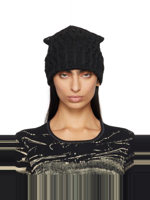 ANNA SUI Black Crochet Knit Beanie