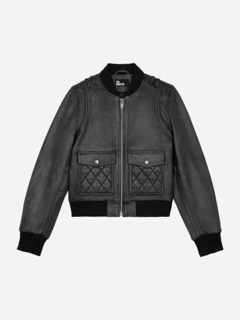The Kooples BLACK VINTAGE EFFECT LEATHER JACKET
