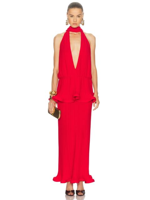 ROWEN ROSE Plunge Neck Long Dress
