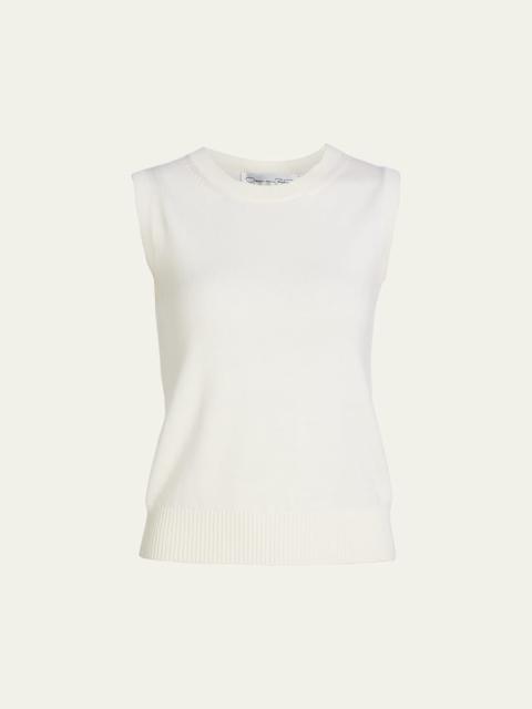 Oscar de la Renta Solid Wool Knit Tank Top