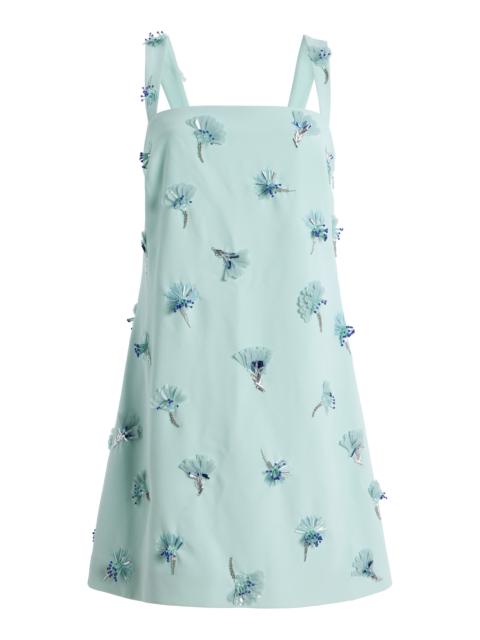 SIMKHAI Ella Embellished Crepe Mini Dress blue