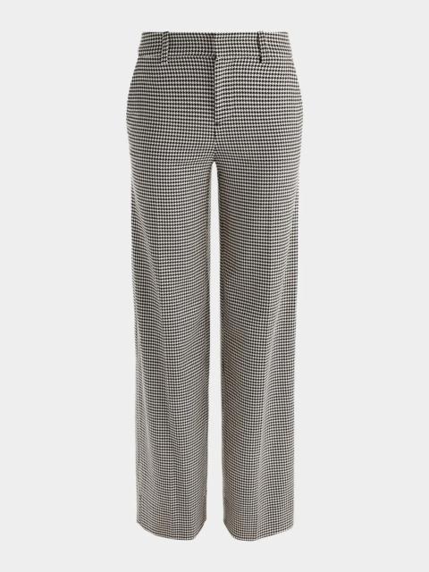 Alice + Olivia Alden Mid-Rise Houndstooth Trousers
