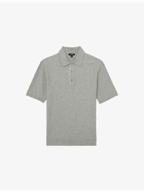 REISS Era Half-Button Textured-Knit Polo