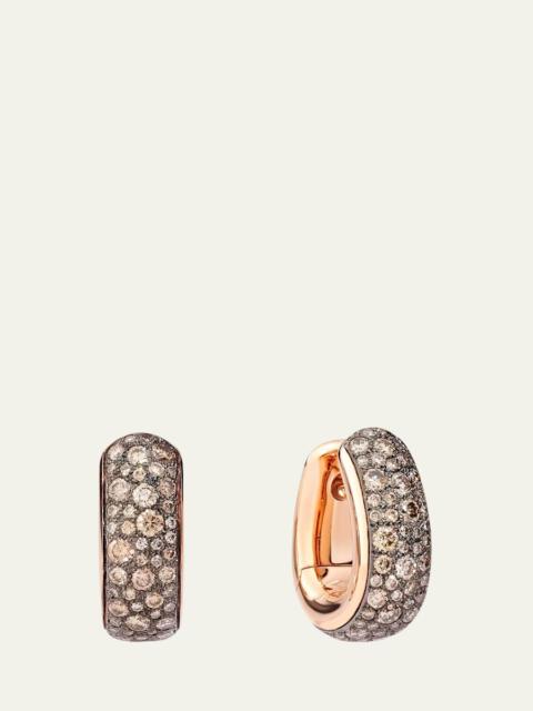 Pomellato Iconica 18k Rose Gold Brown Diamond Huggie Earrings
