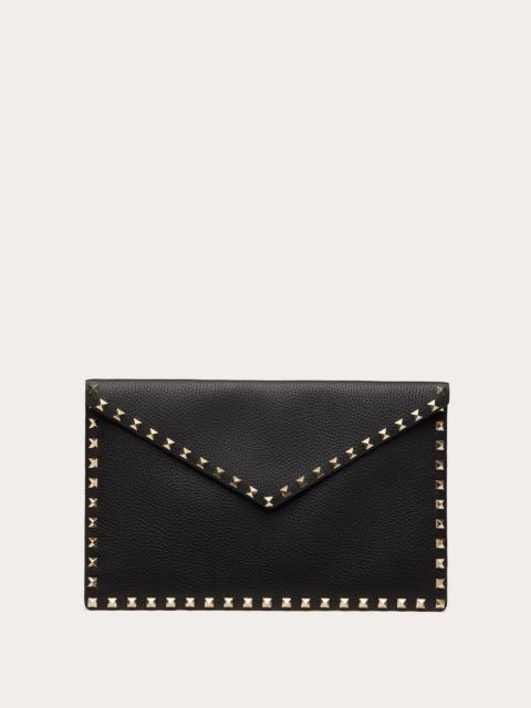 Valentino ROCKSTUD GRAINY CALFSKIN ENVELOPE POUCH