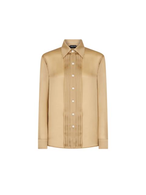 TOM FORD SILK SHIRT WITH PLISSE PLASTRON