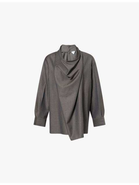 Bottega Veneta Draped Striped Wool Blouse