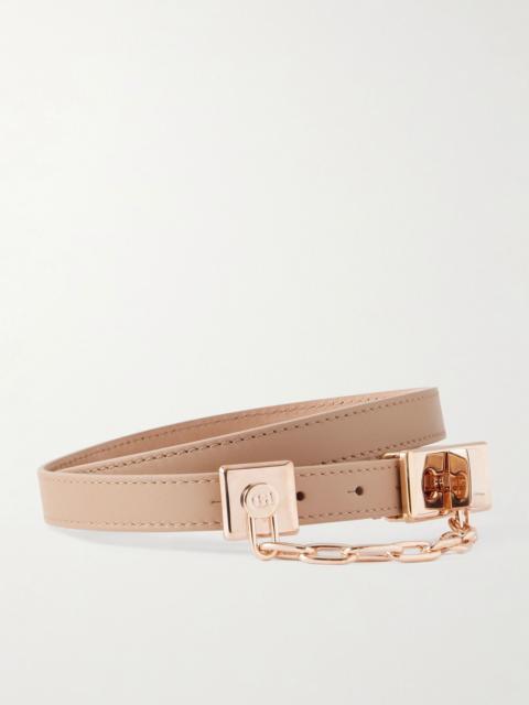 GABRIELA HEARST Lock chain-detailed leather belt Beige