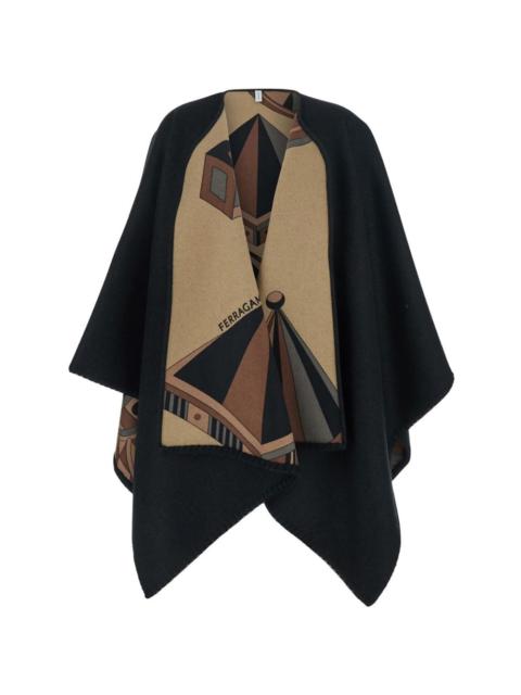 FERRAGAMO geometric-print cape