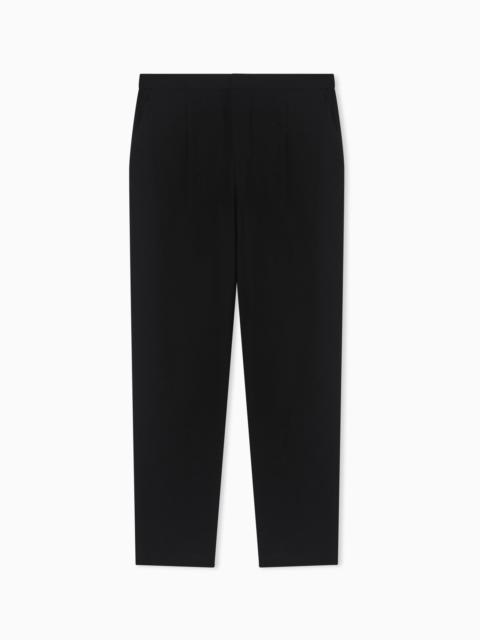 EMPORIO ARMANI 3D WRINKLE-EFFECT CRÊPE FABRIC TROUSERS